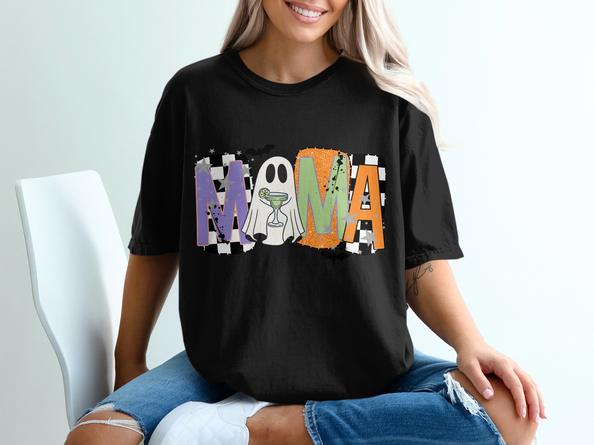 Halloween Mama Ghost T-Shirt, Spooky Season Tee, Fall Apparel, Cute Boo Shirt, Funny Mom Gift, Party Shirt, Trendy Top, Holiday Shirt - Image 2