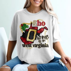 West Virginia T-Shirt, Home State, Santa Belt, Christmas Holiday Tee, Mountain State, Holiday Gift, State Pride, Vacation Souvenir