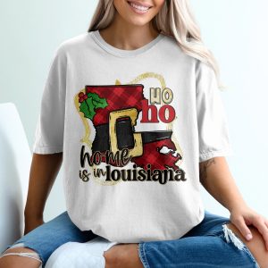 Louisiana Christmas T Shirt, Home State Holiday Tee, Santa Belt Shirt, Ho Ho Ho Tee, Southern Christmas Gift, Christmas State Pride Shirt