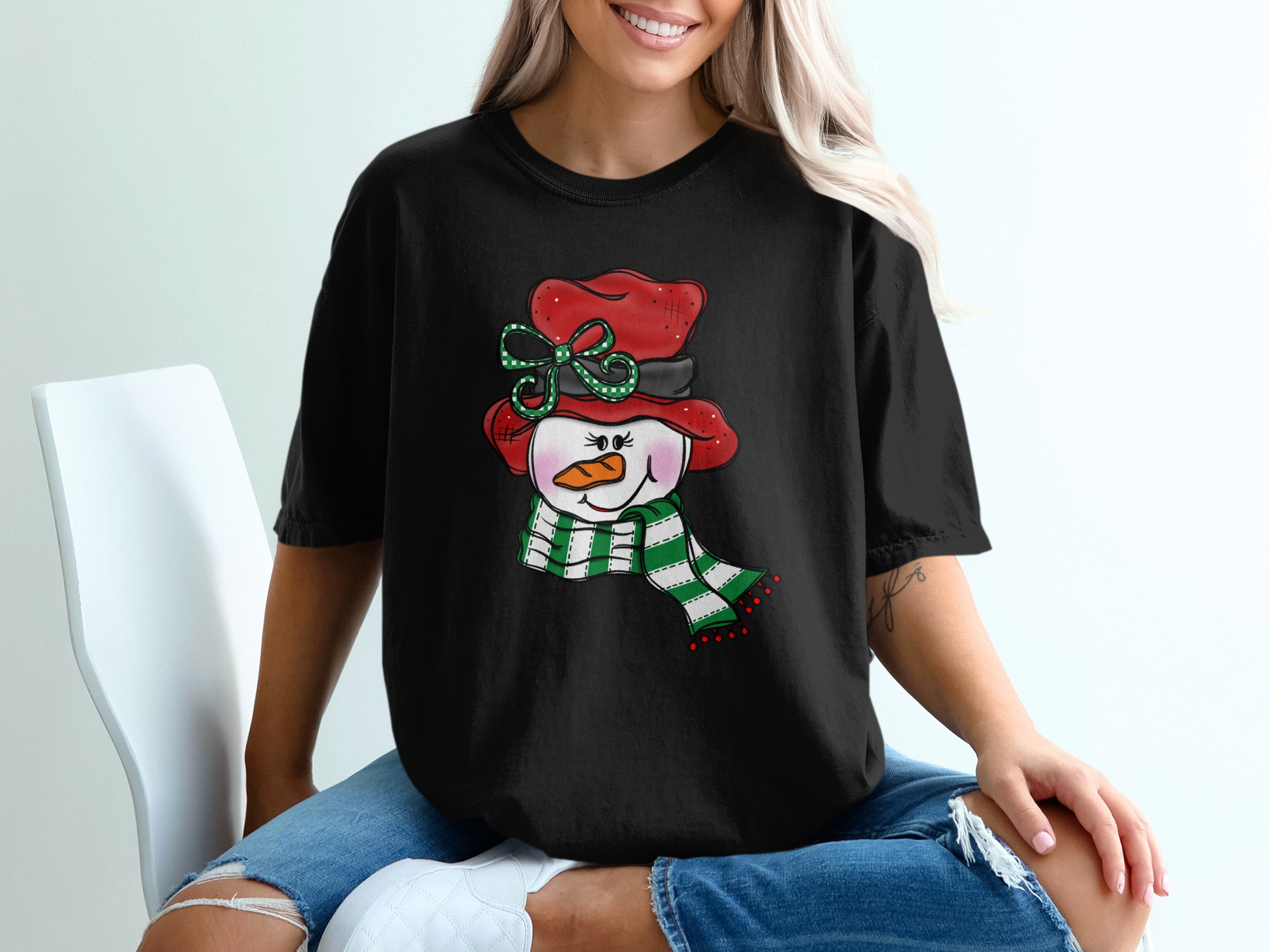 Festive Snowman T-Shirt, Cute Holiday Shirt, Christmas Graphic Tee, Winter Apparel, Holiday Clothing, Xmas Gift Idea, Winter Fun Shirt - Image 2