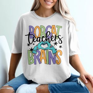 Bobcat Teachers Brains T Shirt, Halloween Teacher Tee, Zombie Hands Heart, Teacher Appreciation Shirt, Funny Teacher T-Shirt