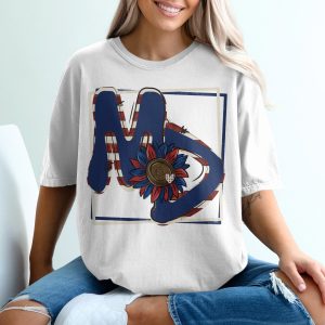 MD Patriotic Sunflower T-Shirt, Maryland Flag, American Pride Tee, USA, Red White Blue, State Pride, Gift Idea, Trendy T-Shirt