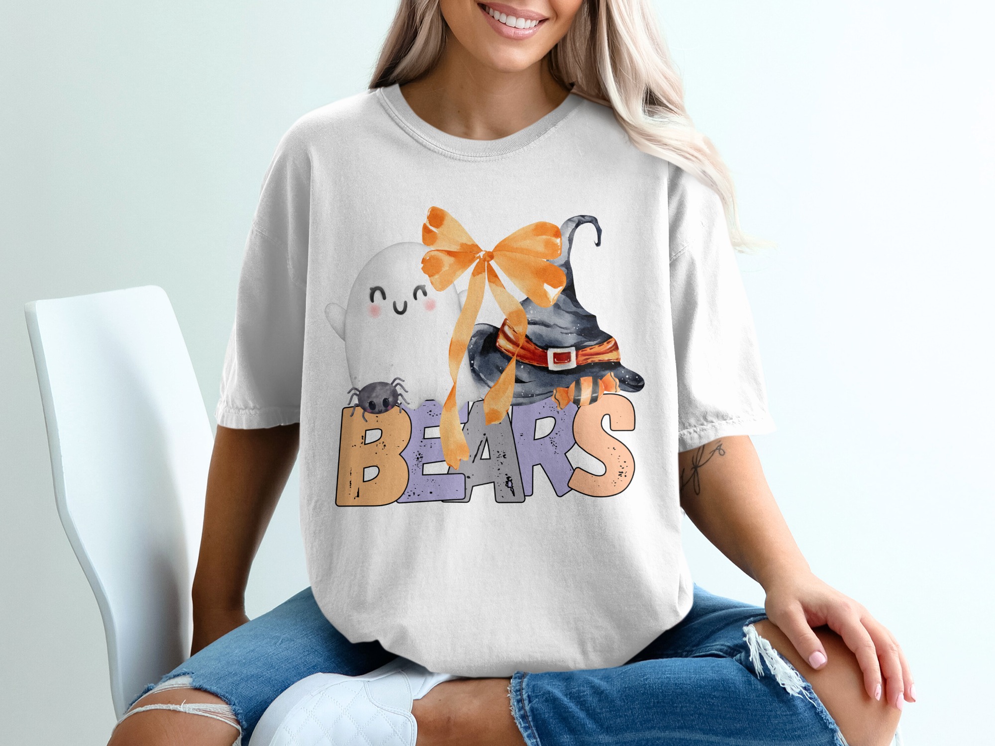 Halloween Bears T-Shirt, Cute Ghost Tee, Spooky Season Shirt, Witch Hat Gift, Fun Bear Design, Kids Halloween Party, Autumn Tee