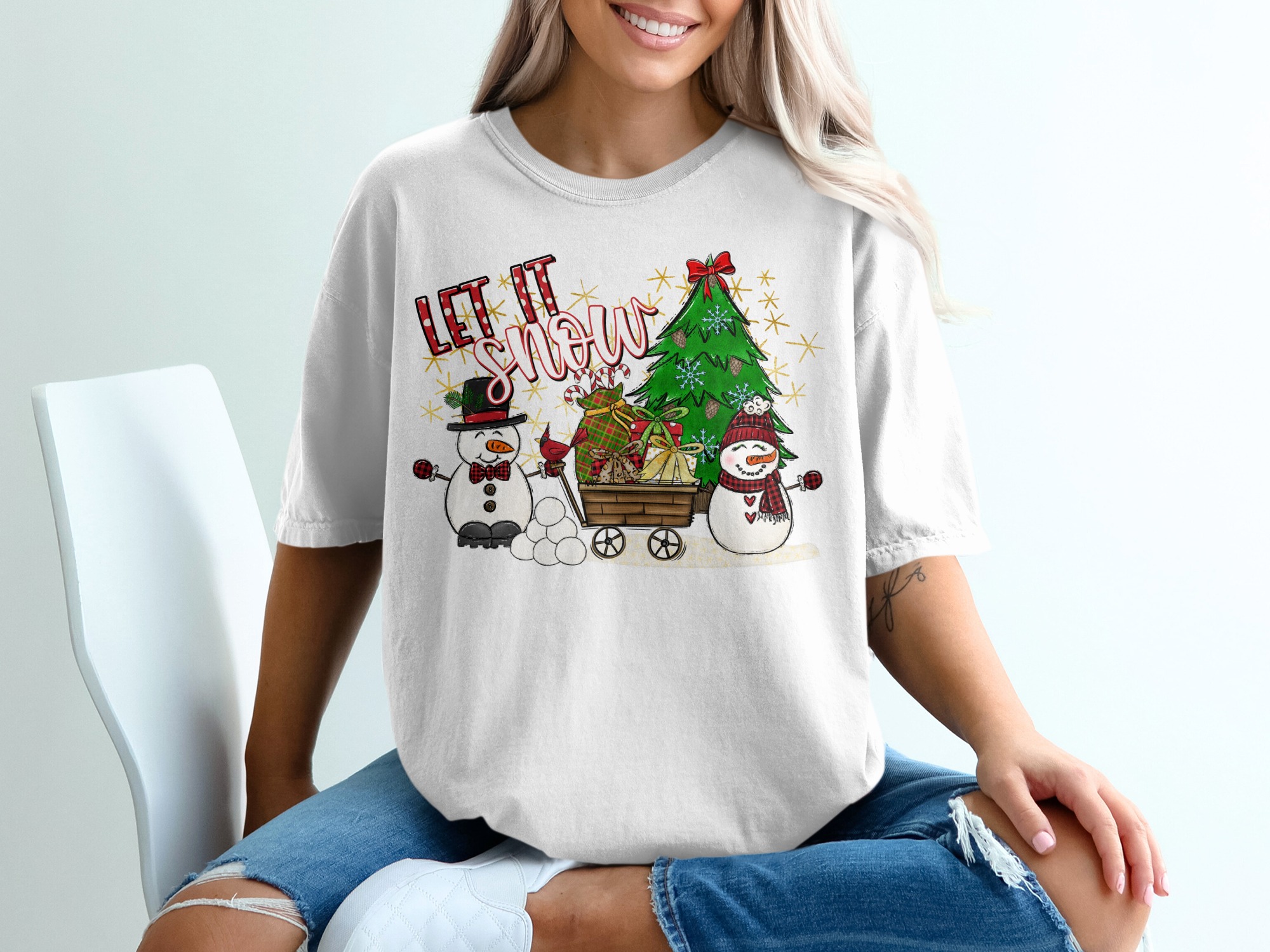 Let It Snow T-Shirt, Christmas T-Shirt, Snowman Tee, Holiday T-Shirt, Christmas Tree Shirt, Winter T-Shirt, Festive Shirt