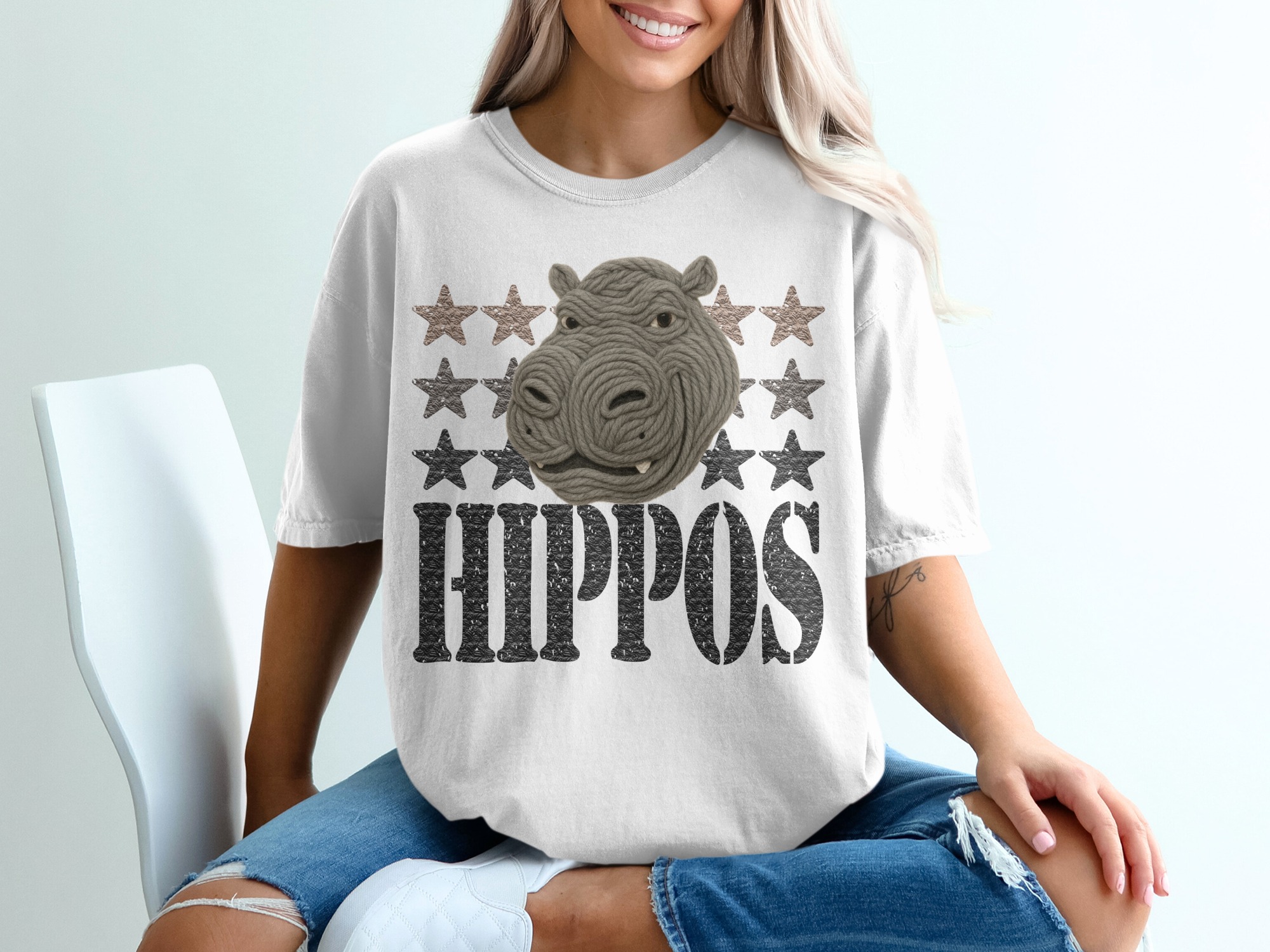 Hippo T-Shirt, Starry Hippo Shirt, Cute Hippo Gift, Hippopotamus Tee, Animal Lover Shirt, Star Hippo, Graphic Tee, Trendy T-Shirt
