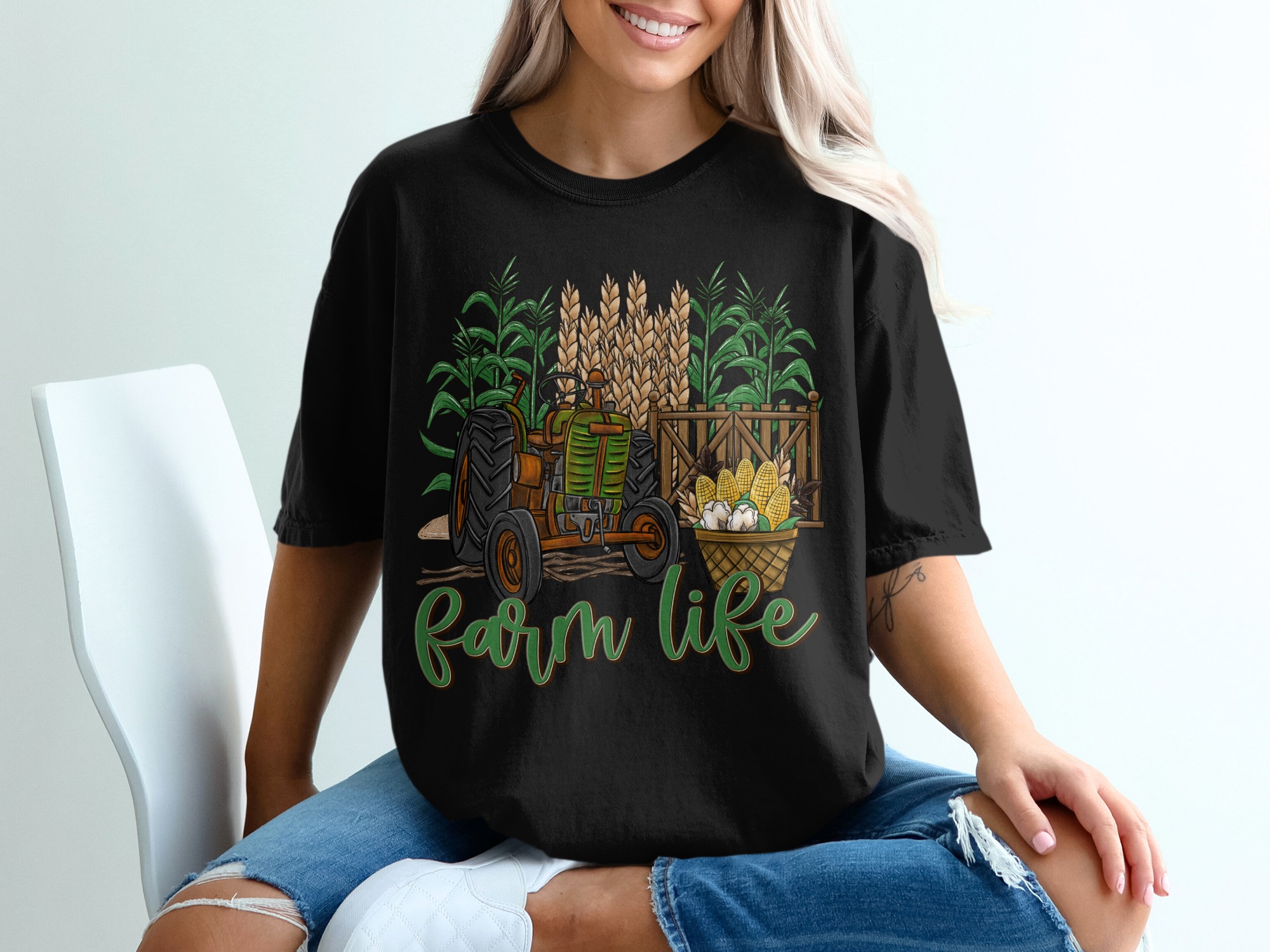 Farm Life T-Shirt, Tractor Tee, Corn, Wheat, Cotton, Farming Apparel, Agriculture Shirt, Countryside T Shirt, Rustic Design T-shirt - Image 2