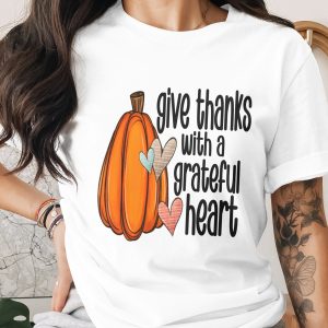 Give Thanks Pumpkin Hearts Sublimation Digital Download, Fall DTF PNG, Thanksgiving Clipart, Grateful Heart, Autumn Graphic