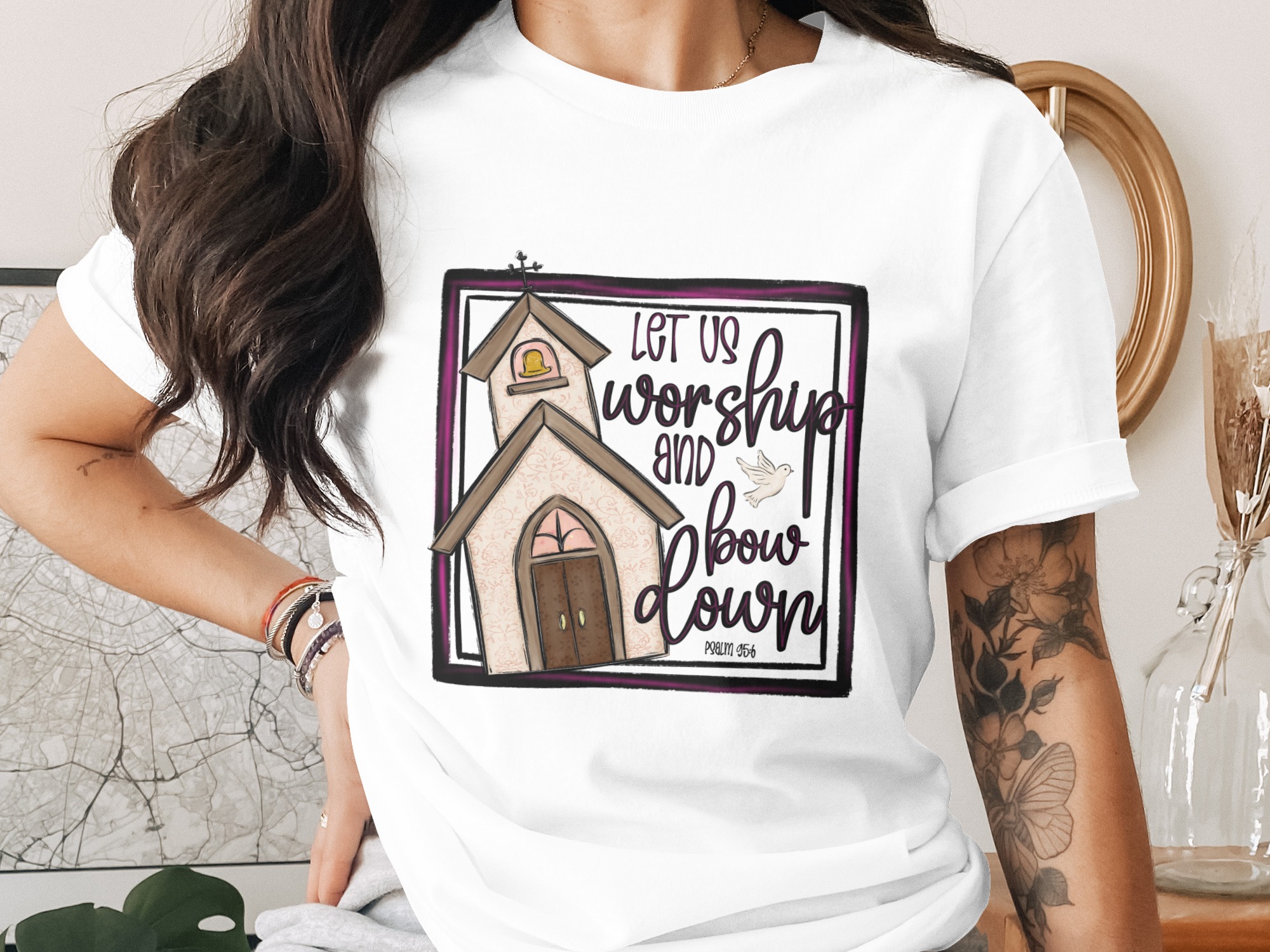 Worship Bow Down Sublimation Digital Download DTF PNG, Church Dove Christian Design, Bible Verse Art, Faith Graphic