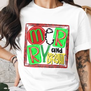 Merry and Bright Sublimation Digital Download, DTF PNG for Christmas, Holiday Season Print, Colorful Christmas Design, Festive Gift Idea