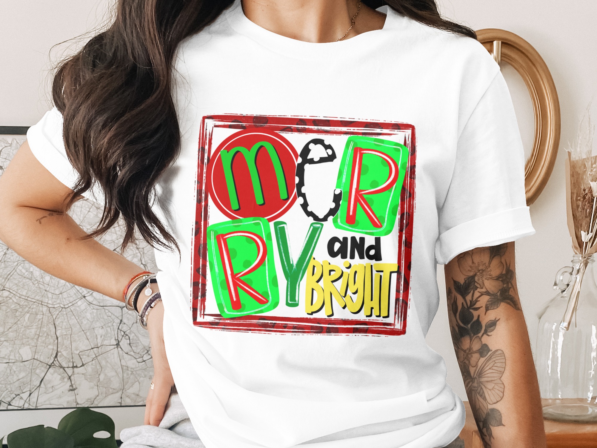 Merry and Bright Sublimation Digital Download, DTF PNG for Christmas, Holiday Season Print, Colorful Christmas Design, Festive Gift Idea