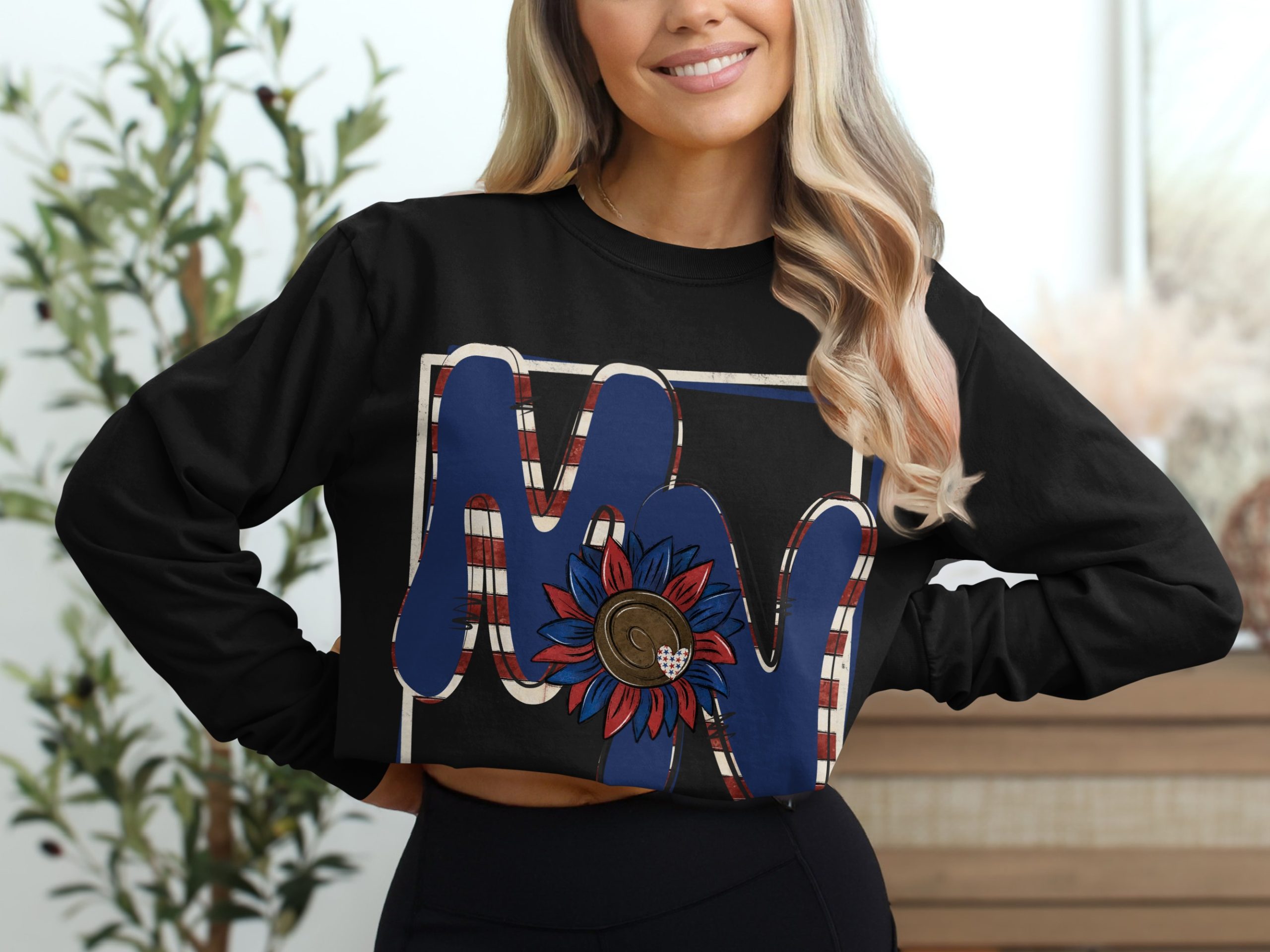 MN Long Sleeve T-Shirt, Patriotic Sunflower Design, Minnesota State Pride, Red White and Blue, Unique Souvenir, Gift Idea - Image 2