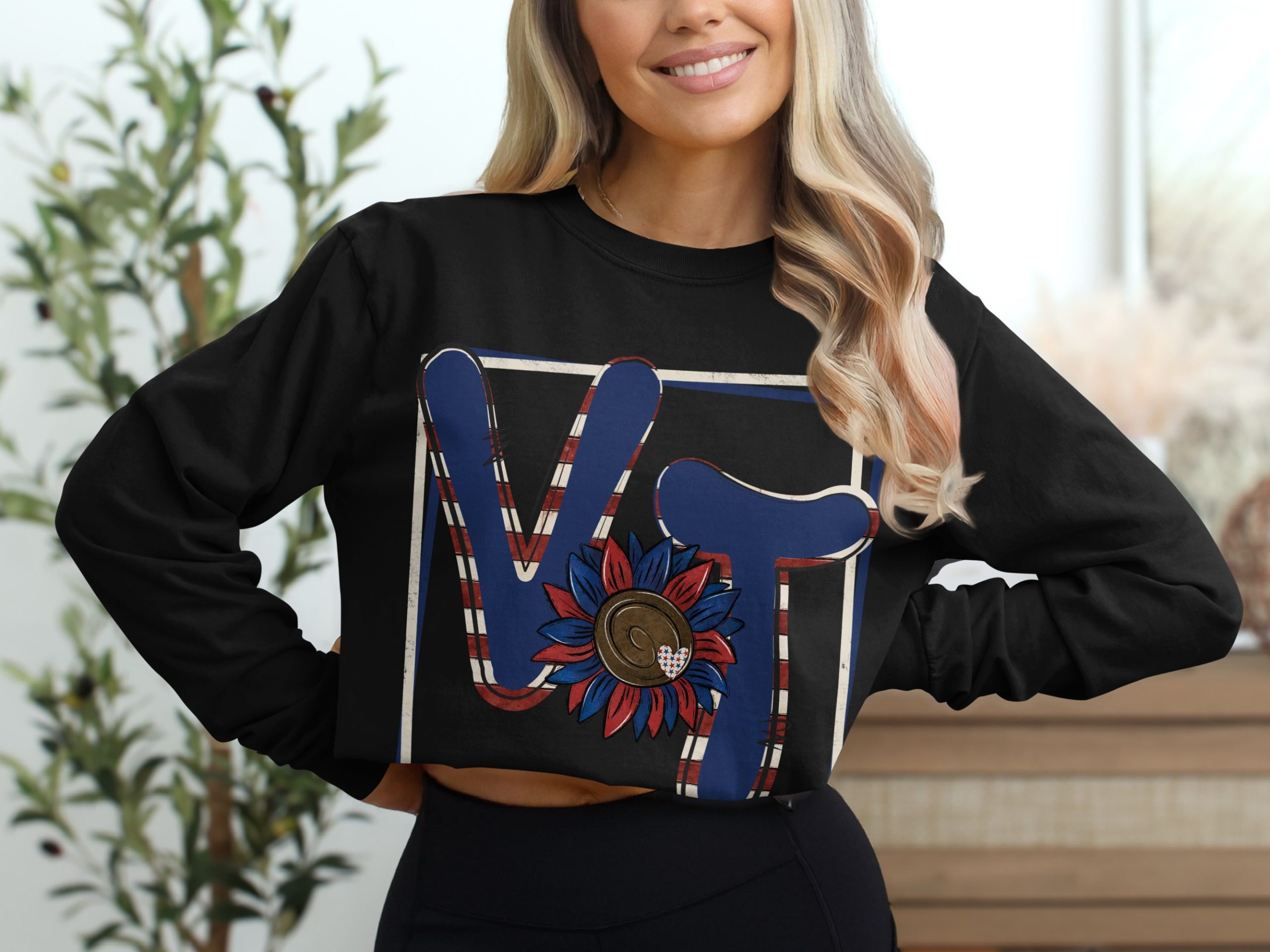 VT Flower Graphic Art Long Sleeve T-Shirt, Casual Wear Shirt, Unique Design Tee, Floral Themed Long Sleeve, Trendy Graphic Top - Image 2