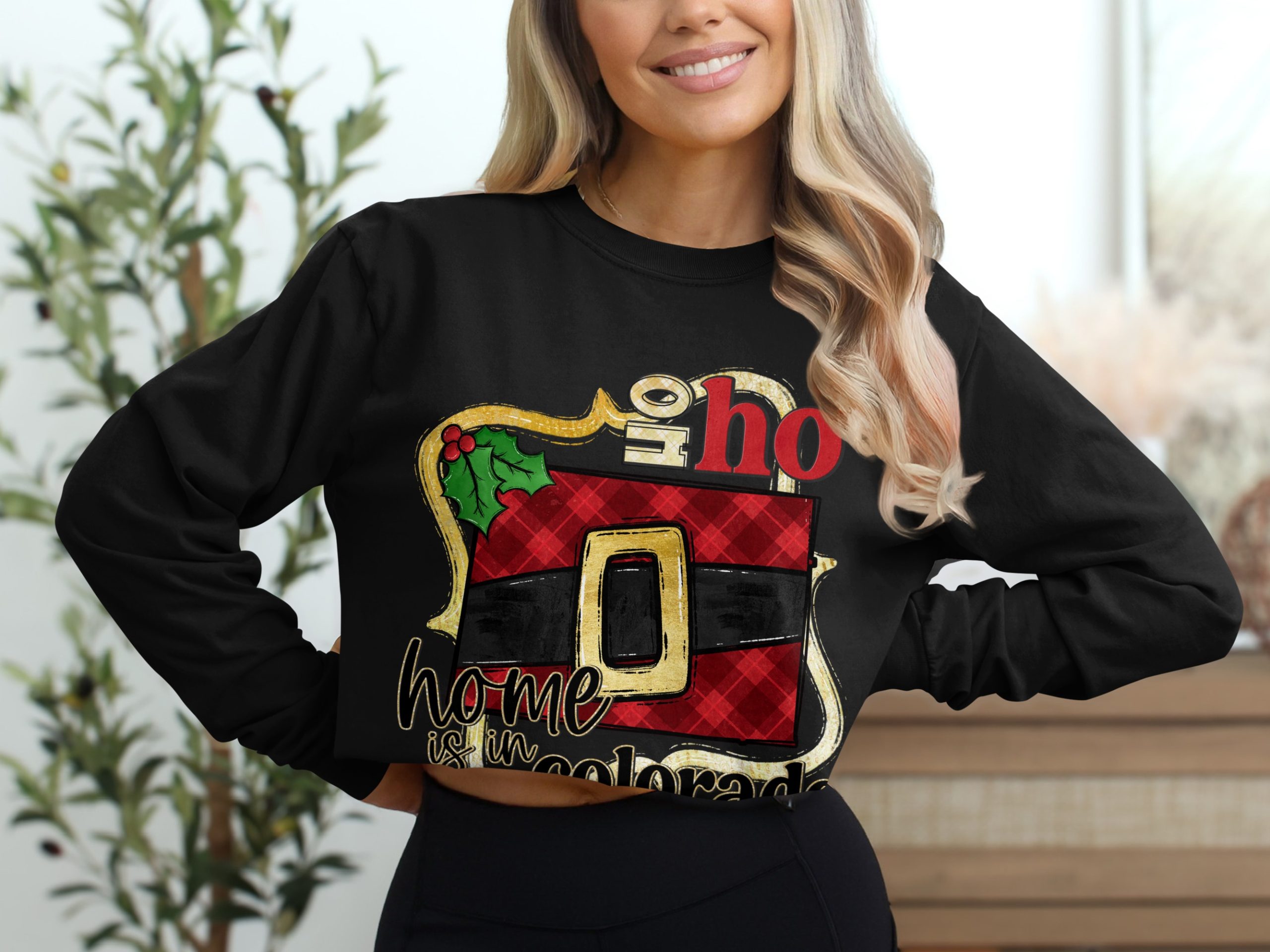 Colorado Santa Belt Long Sleeve T-Shirt, Christmas Home State Shirt, Holiday Apparel, Gift for Colorado Native, Xmas State Pride - Image 2