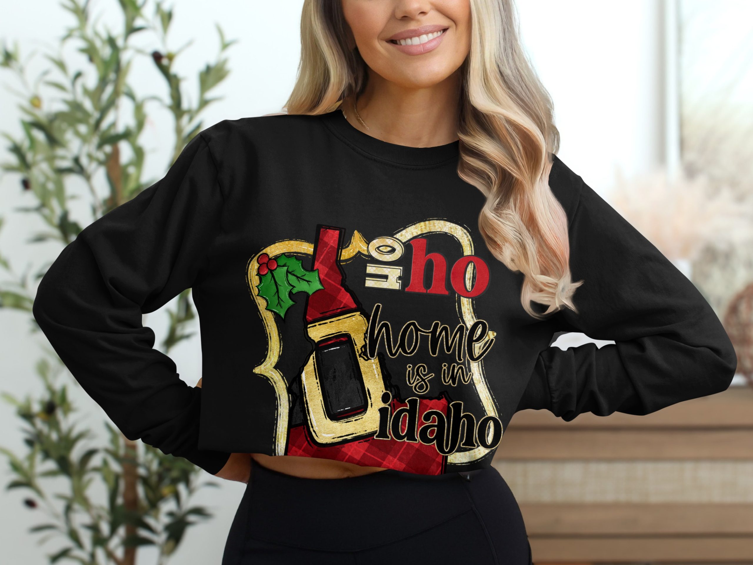 Ho Ho Home Idaho Long Sleeve T-Shirt, Christmas Idaho Shirt, Holiday Idaho Shirt, Idaho Christmas Gift, Idaho Gift Idea, Idaho Shirt - Image 2