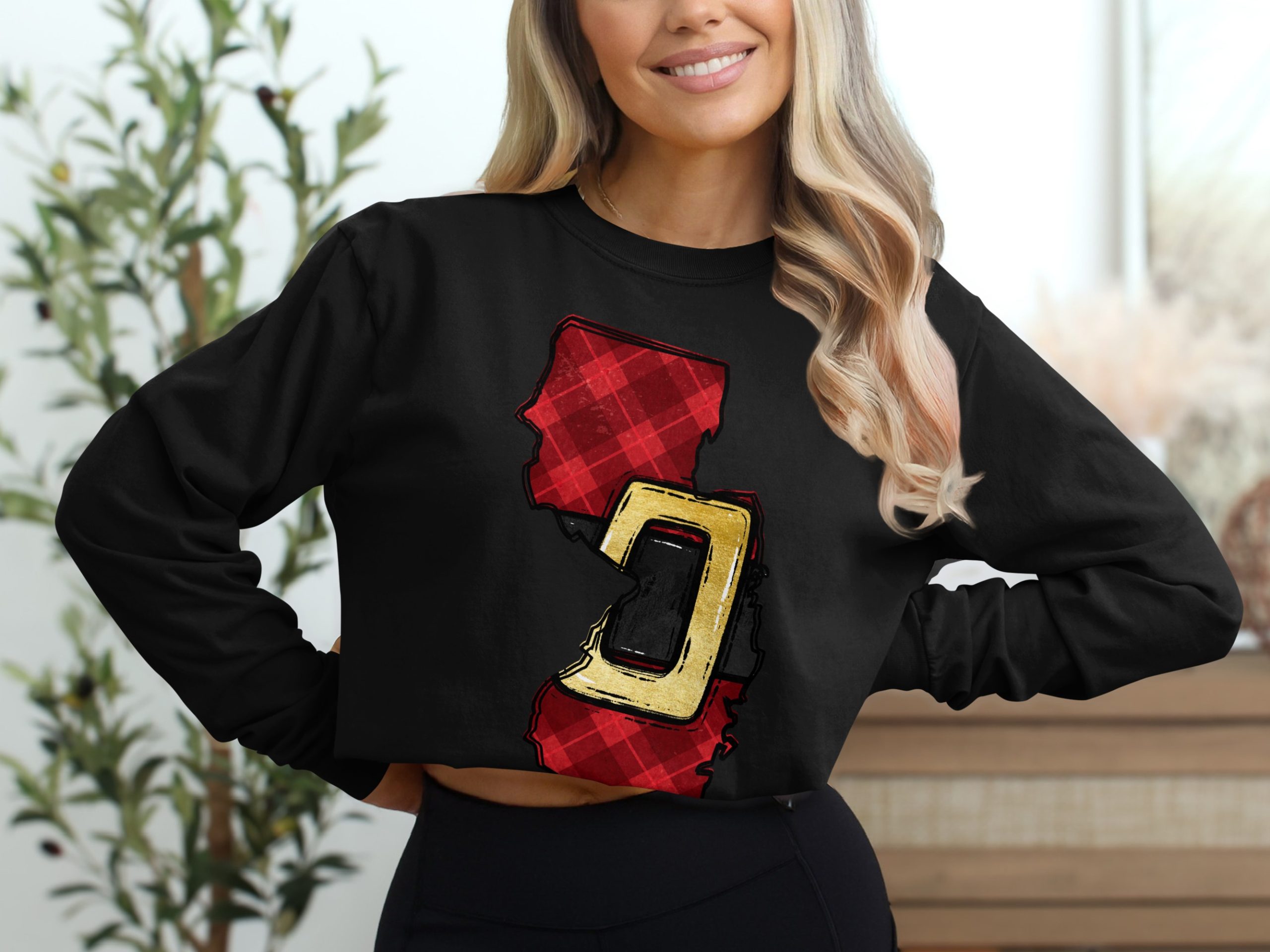 New Jersey Santa Suit Long Sleeve T-Shirt, Christmas State Pride Apparel, Holiday Gift NJ, Festive Winter Top, Jersey Christmas Shirt - Image 2