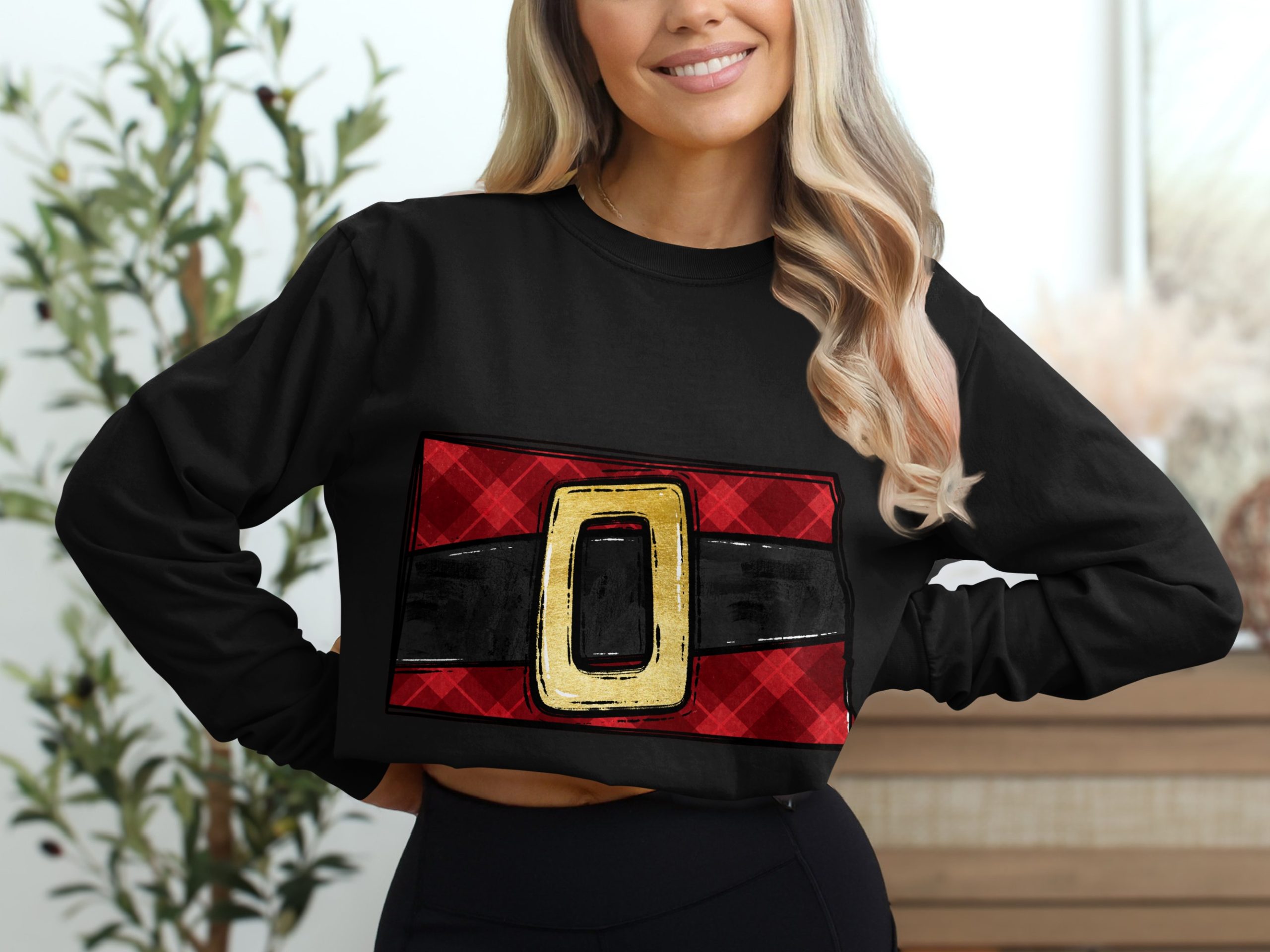 Santa Belt Long Sleeve T-Shirt, Christmas T-Shirt, Holiday T-Shirt, Christmas Outfit, Seasonal Long Sleeve Tee, Holiday Apparel - Image 2