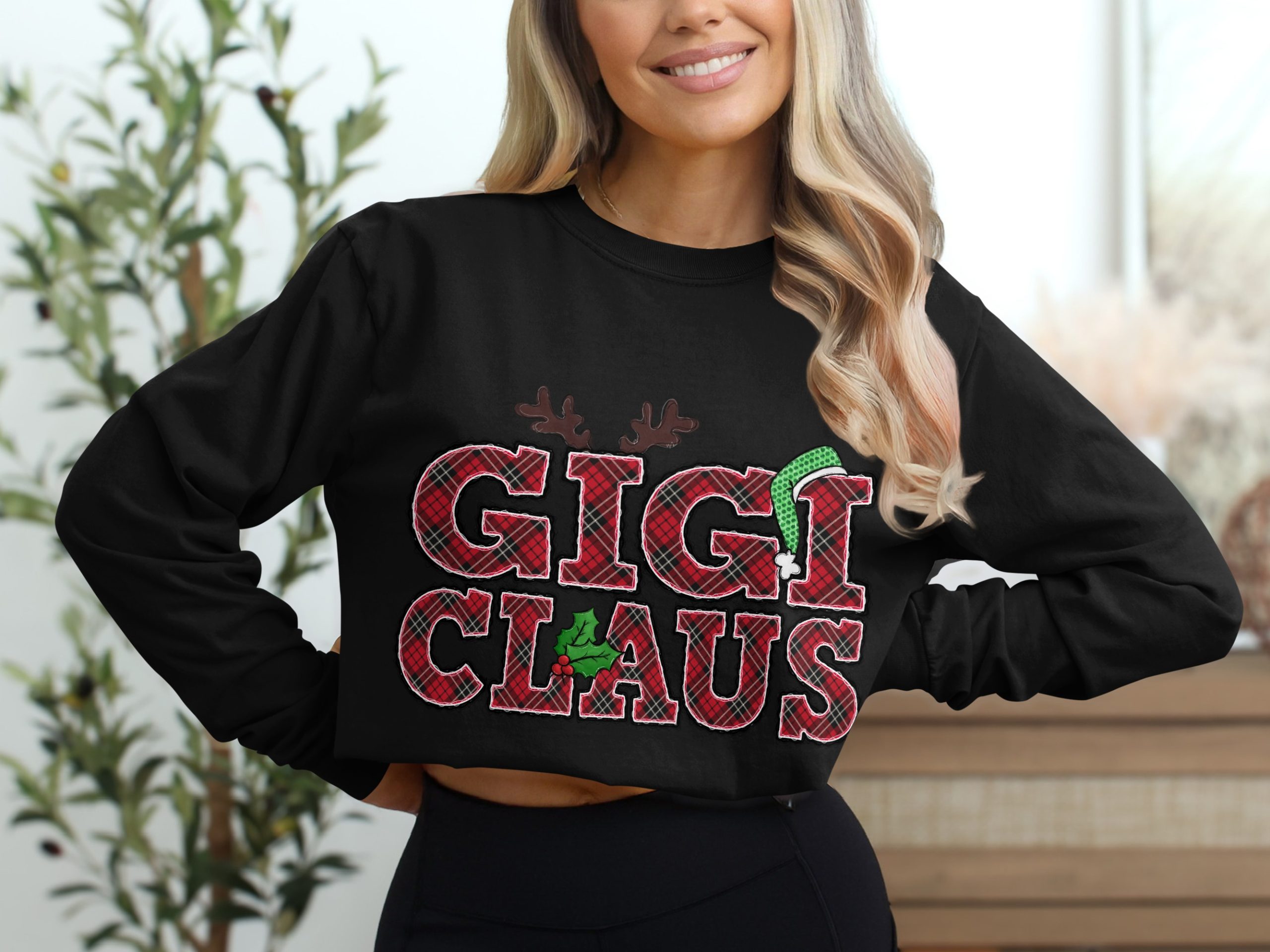 Gigi Claus Long Sleeve T-Shirt, Christmas Long Sleeve, Holiday Long Sleeve, Grandma Claus, Xmas Long Sleeve, Gift For Gigi, Gigi Gift - Image 2
