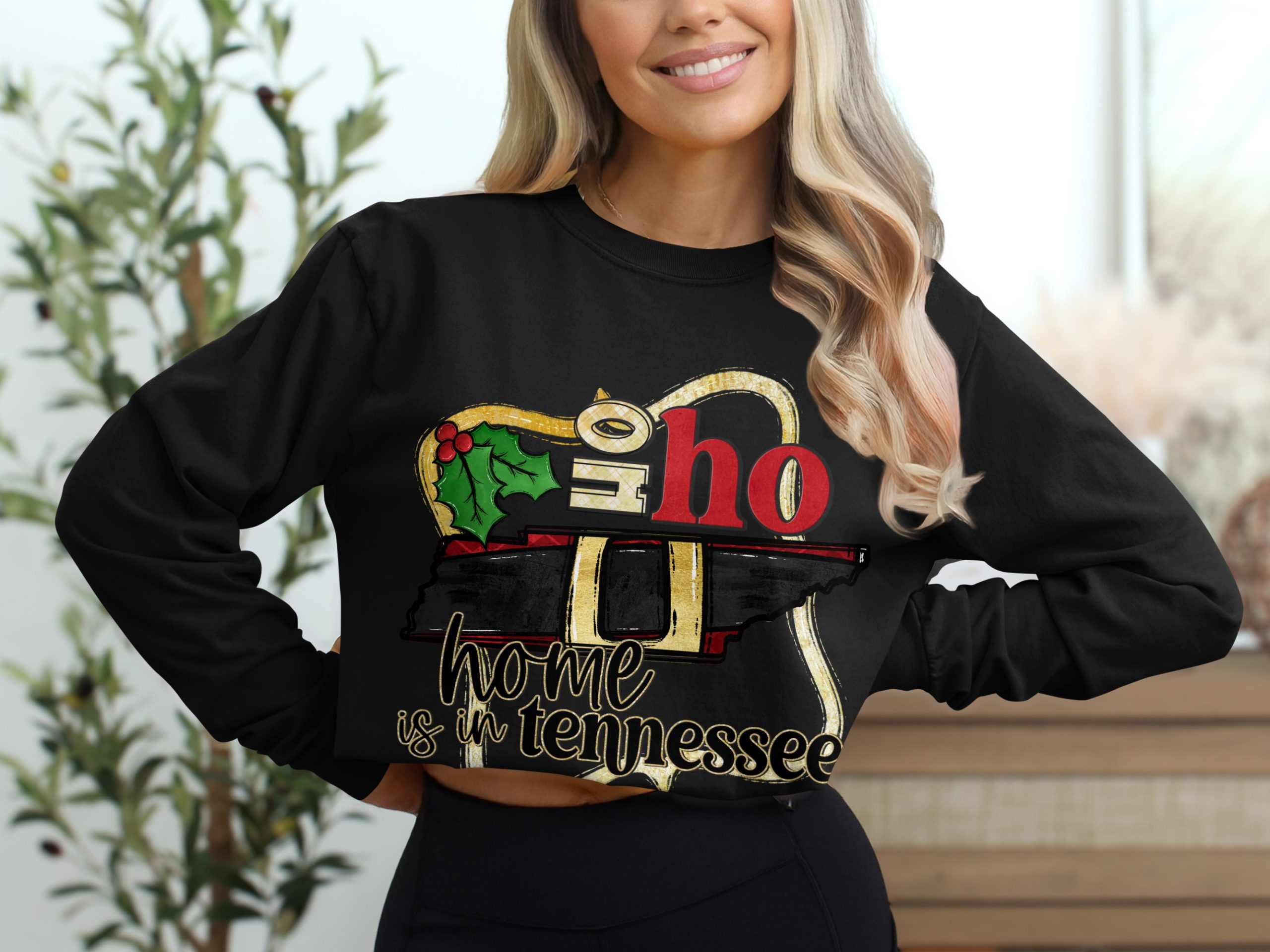 Tennessee Christmas Long Sleeve T-Shirt, Home State Holiday Shirt, Ho Ho Ho Tee, Xmas Long Sleeve Shirt, State Pride Christmas Gift - Image 2
