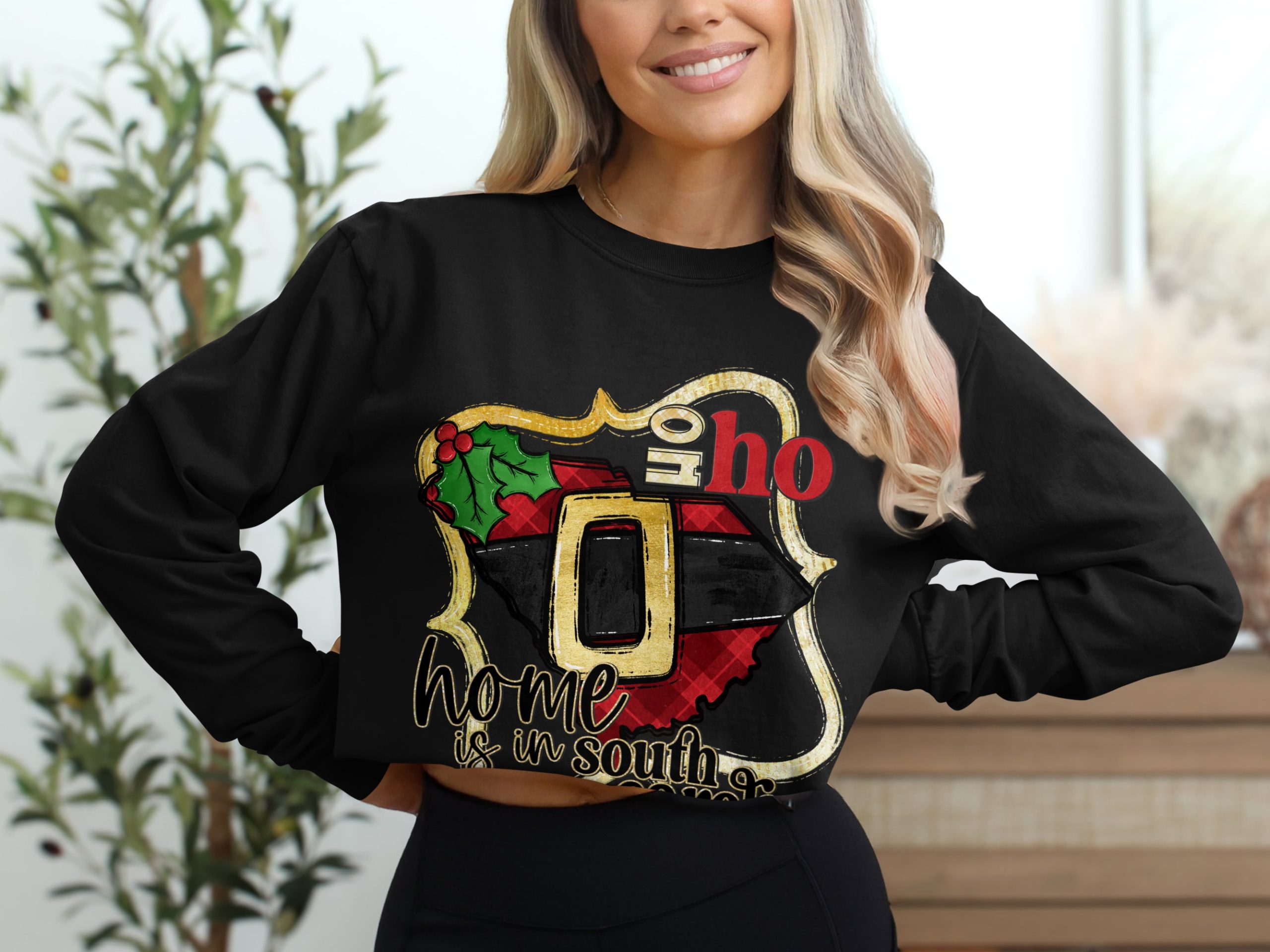 South Carolina Christmas Long Sleeve T-Shirt, Santa Belt State Pride Holiday Tee, Home State SC Christmas Gift, Palmetto State Souvenir - Image 2