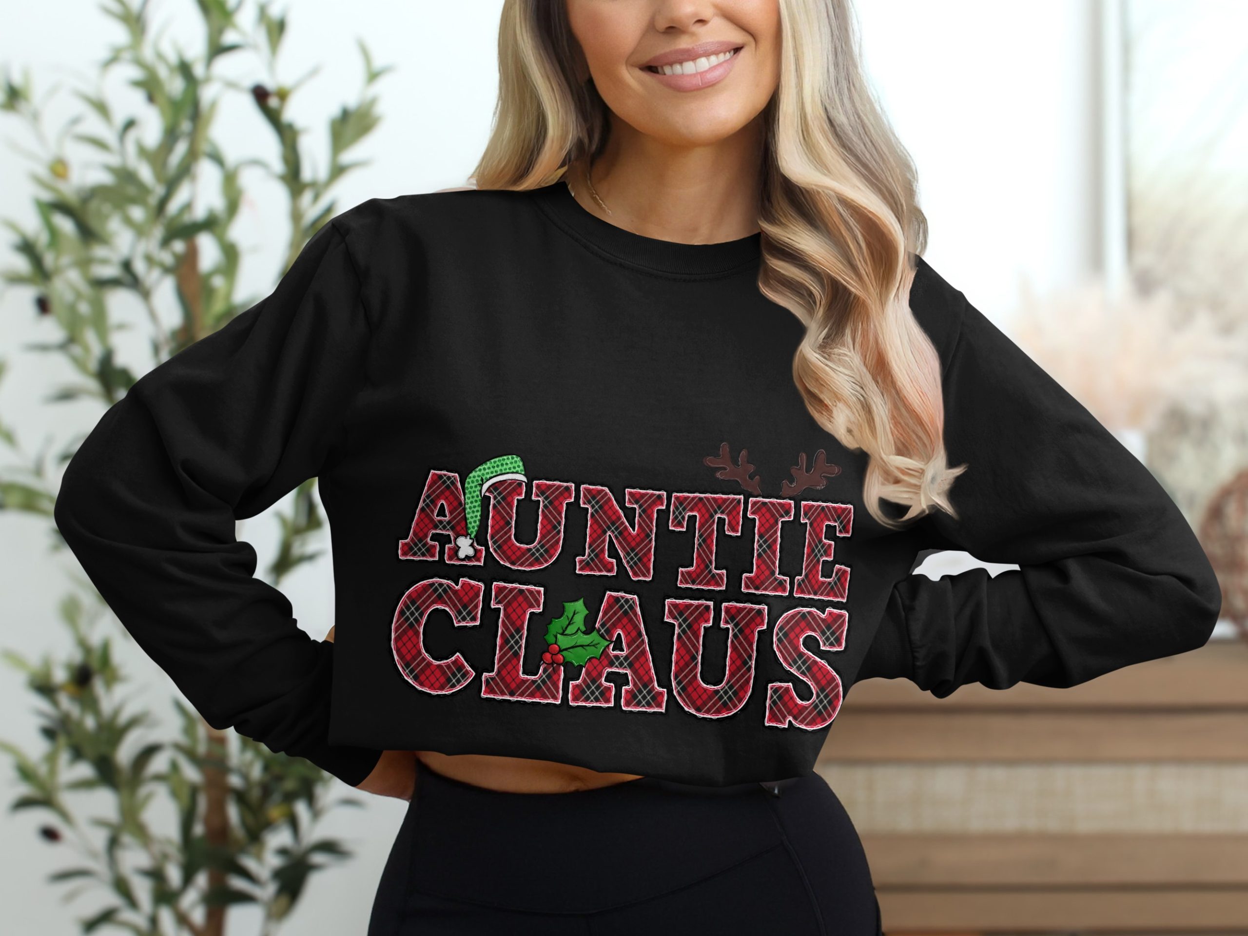 Auntie Claus Long Sleeve T-Shirt, Christmas Aunt, Festive Auntie, Holiday Shirt, Xmas Gift, Family Matching, Aunt Shirt, Gift for Aunt - Image 2