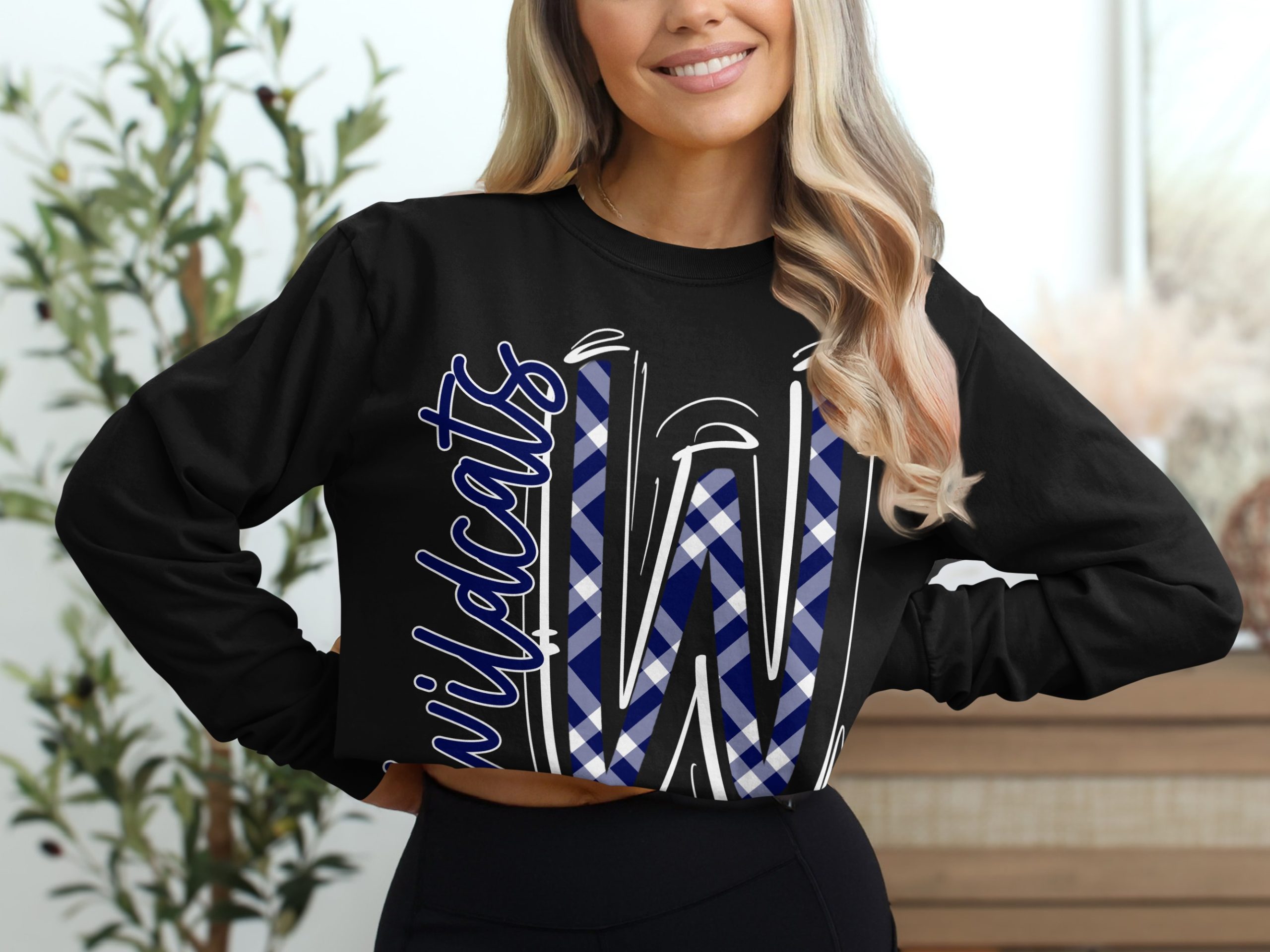 Wildcats Letter W T-Shirt, Gingham Pattern, University Team Tee, School Spirit Shirt, Fan Apparel, Trendy T-Shirt, Popular Etsy Listing - Image 2