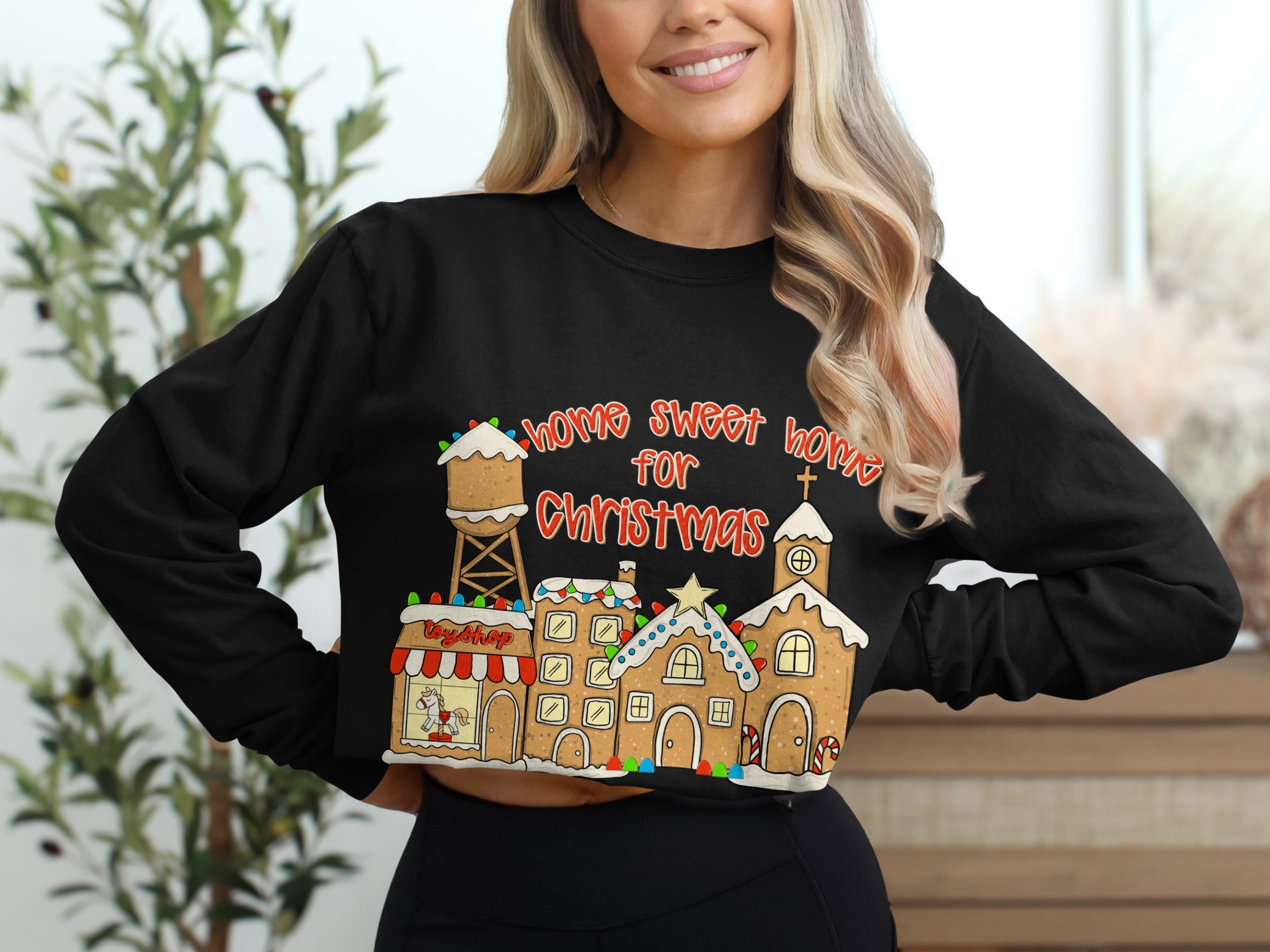 Home Sweet Home for Christmas T-Shirt, Gingerbread Town Tee, Holiday Gift Shirt, Christmas Village Shirt, Festive Tee, Cute Christmas T - Image 2
