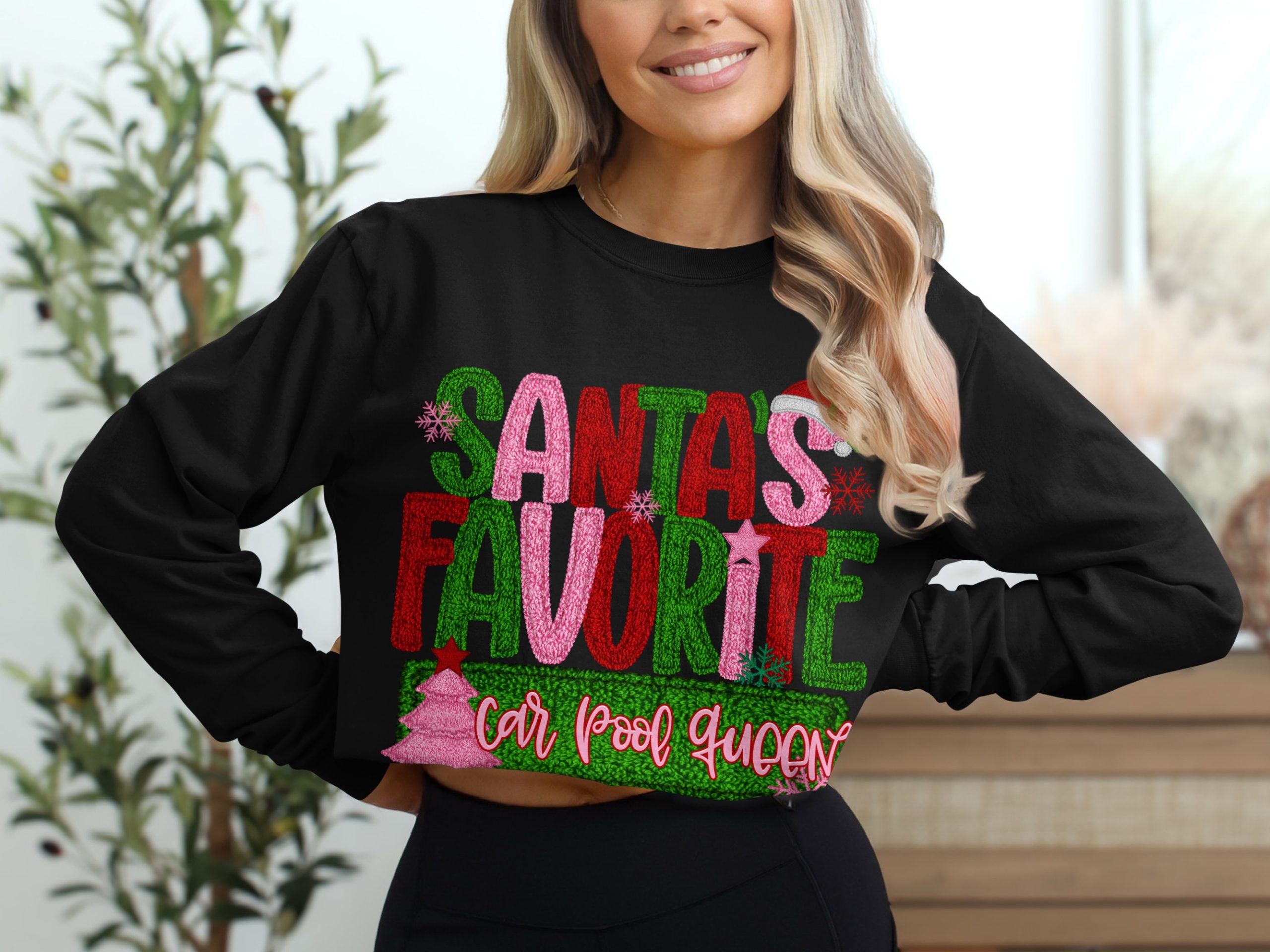 Santas Favorite Car Pool Queen T-Shirt, Holiday Carpool Tee, Christmas Queen Shirt, Festive Outfit, Funny T-Shirt, Gift Idea - Image 2