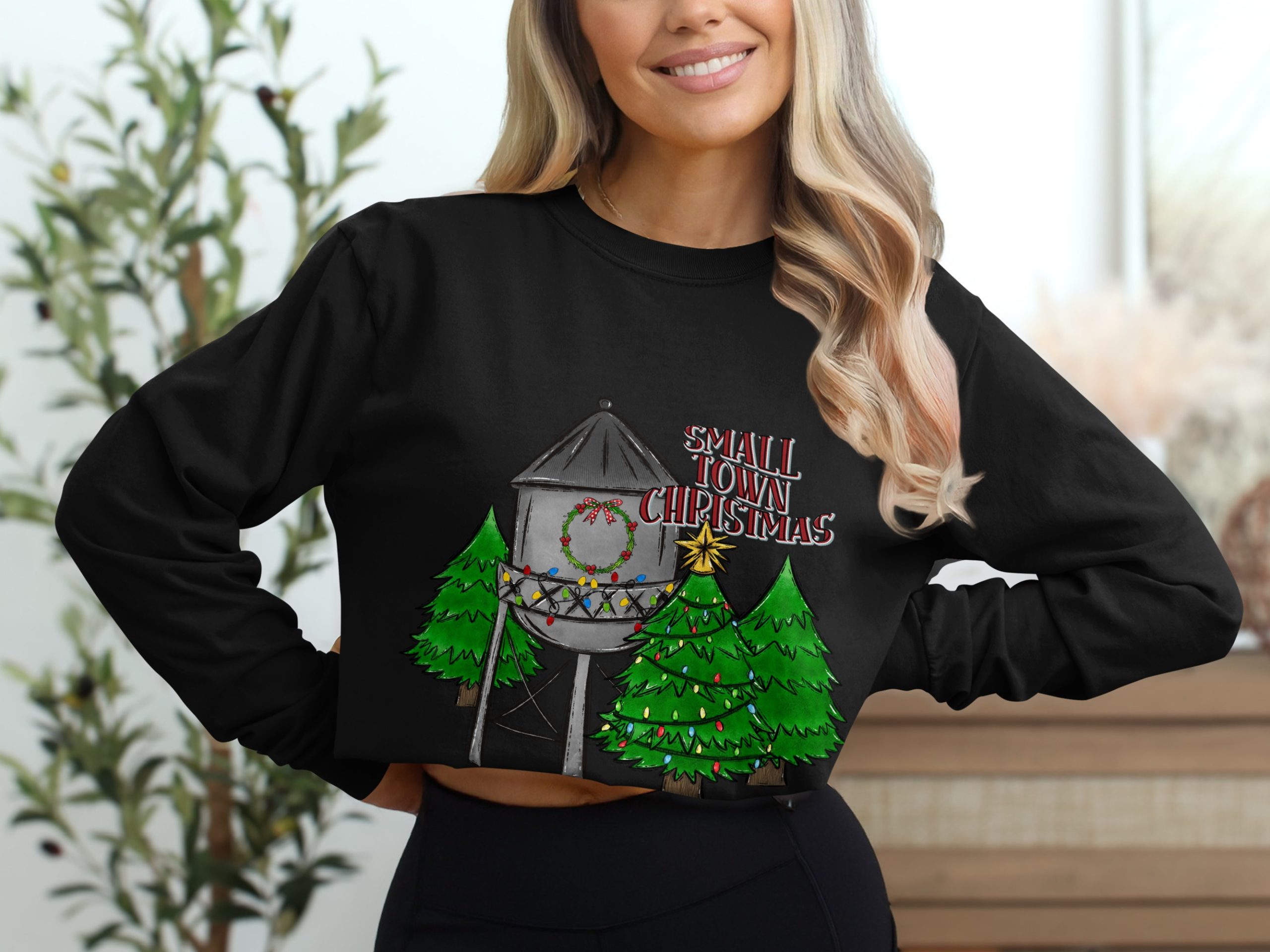 Small Town Christmas Long Sleeve T-Shirt, Holiday Festive Tee, Winter Season Apparel, Gift for Christmas Lovers - Image 2