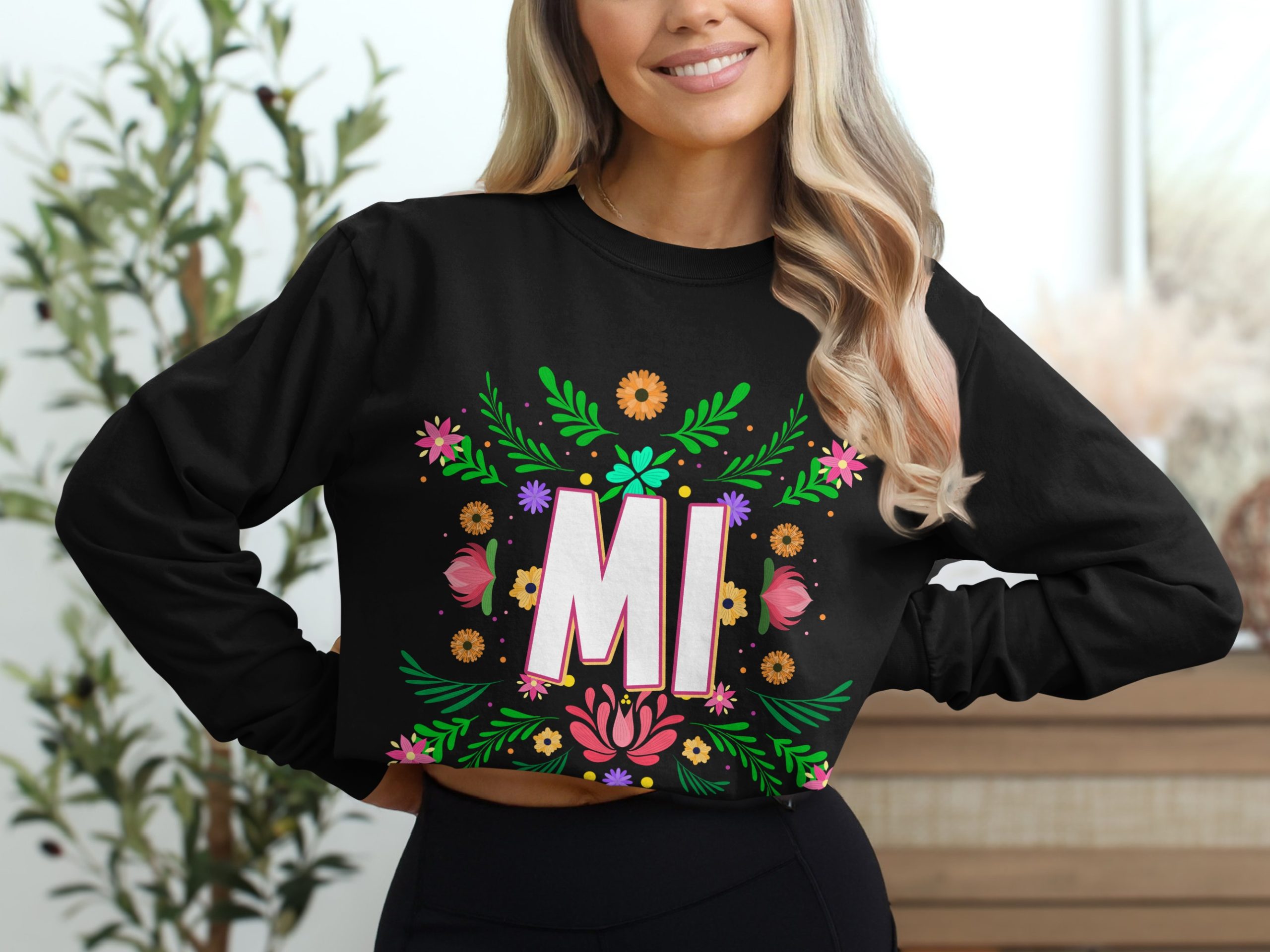 MI Floral Long Sleeve T-Shirt, Michigan Pride Shirt, State Flower Tee, Floral Michigan, Michigan Gift, Trending Shirt, Cute Long Sleeve - Image 2
