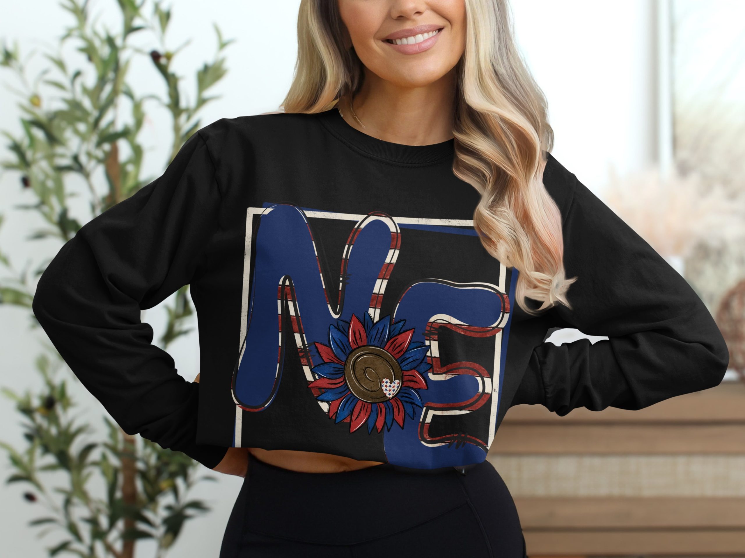 NC Long Sleeve T-Shirt, North Carolina Tee, Patriotic NC Gift, Sunflower Graphic Top, State Pride Shirt, NC Lover Apparel - Image 2