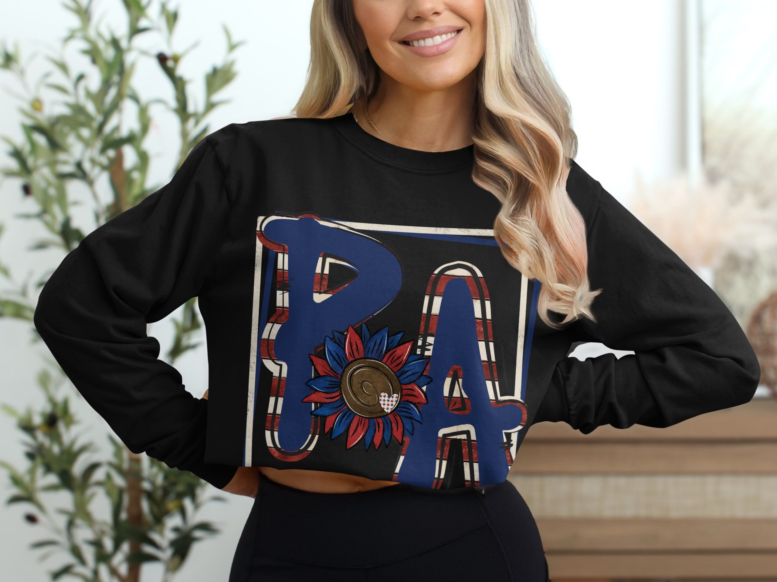 Pa Patriotic Sunflower Long Sleeve T-Shirt, usa Flag, American Pride, pa Pride, Pennsylvania Souvenir, pa Gift Idea, pa Home - Image 2