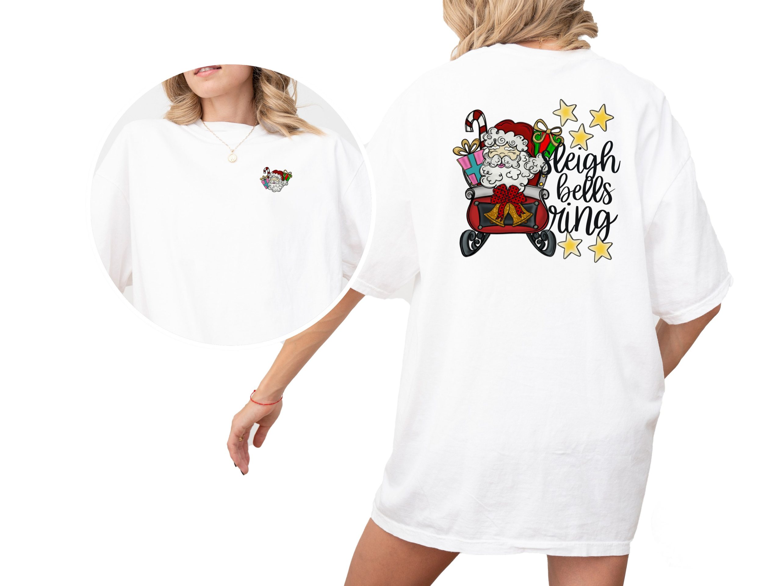 Sleigh Bells Ring T-Shirt, Santa Claus, Christmas Gift T Shirt, Holiday Season Shirt, Festive Graphic Tee, Winter Apparel, Gift for