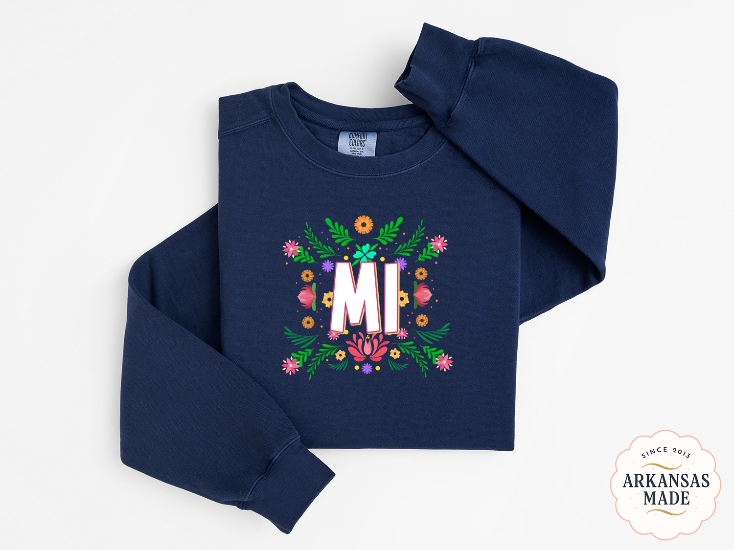 MI Floral Sweatshirt, Michigan Flower Sweatshirt, State Pride Sweatshirt, Botanical MI Souvenir, Floral Design Sweatshirt, Cute MI Apparel