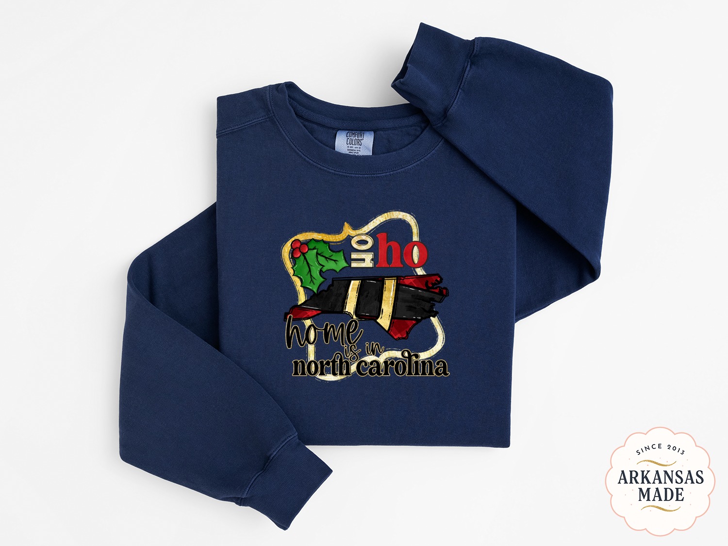 Home Is In North Carolina Sweatshirt, NC State Pride Gift, Holiday NC Sweatshirt, Christmas Carolina Sweatshirt, North Carolina Apparel