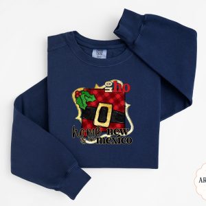 Home is in New Mexico Sweatshirt, Ho Ho Ho Christmas Sweater, Santa Belt Plaid Sweatshirt, New Mexico Christmas Gift, Holiday Sweatshirt