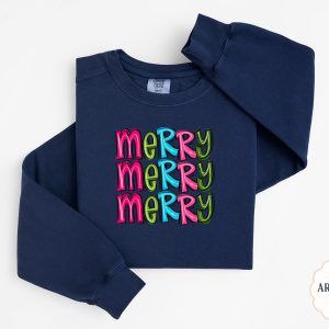 Merry Sweatshirt, Christmas Sweatshirt, Holiday Sweatshirt, Festive Sweatshirt, Colorful Sweatshirt, Christmas Gift, Holiday Apparel