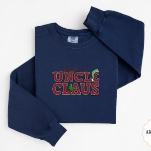 Uncle Claus Sweatshirt, Plaid Christmas Sweatshirt, Holiday Family Sweatshirt, Festive Xmas Gift, Reindeer Antlers Santa Hat