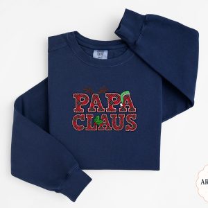 Papa Claus Sweatshirt, Christmas Sweatshirt, Plaid Holiday Sweatshirt, Christmas Gift, Reindeer Antlers, Santa Hat, Holiday Apparel