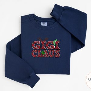 Gigi Claus Sweatshirt, Christmas Gigi Sweatshirt, Plaid Gigi Christmas Sweatshirt, Holiday Sweatshirt, Reindeer Antlers, Gigi Sweatshirt