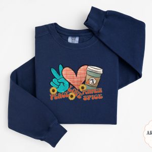 Peace Love Pumpkin Spice Sweatshirt, PSL Season, Fall Vibes Sweatshirt, Trendy Fall Sweatshirt, Coffee Lover, Sunflower Design Sweatshirt