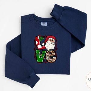 Christmas Love Sweatshirt, Santa Graphic, Holiday Season Sweater, Festive Apparel, Xmas Gift Idea, Winter Outfit, Cute Christmas Sweatshirt