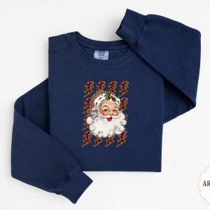 Santa Sweatshirt, Retro Christmas Sweatshirt, Leopard Santa, Lightning Bolt Sweatshirt, Holiday Sweatshirt, Christmas Gift, Fun Festive