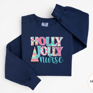 Holly Jolly Nurse Sweatshirt, Christmas Nurse Tee, Cute Holiday Sweatshirt, Festive Nurse Sweatshirt, Gift For Nurse, Colorful Sweatshirt