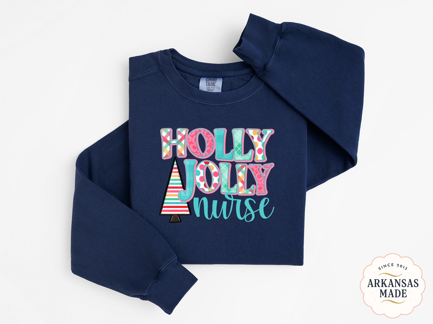 Holly Jolly Nurse Sweatshirt, Christmas Nurse Tee, Cute Holiday Sweatshirt, Festive Nurse Sweatshirt, Gift For Nurse, Colorful Sweatshirt