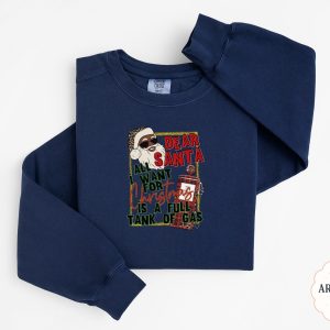 Dear Santa Full Tank of Gas Sweatshirt, Leopard Santa Holiday Tee, Funny Christmas Sweatshirt, Fuel Tank Sweatshirt, Christmas Gift Idea
