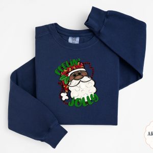 Jolly Santa Sweatshirt, Feelin Jolly Christmas Sweatshirt, Black Santa Clause Sweatshirt, Holiday Sweatshirt, Festive Sweatshirt, Xmas Shirt
