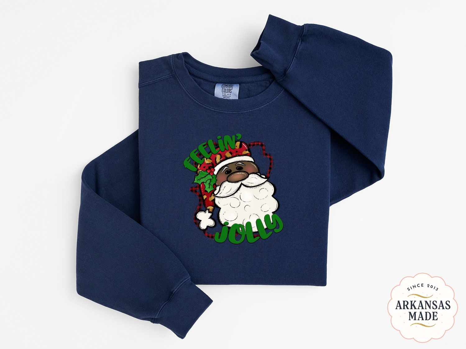Jolly Santa Sweatshirt, Feelin Jolly Christmas Sweatshirt, Black Santa Clause Sweatshirt, Holiday Sweatshirt, Festive Sweatshirt, Xmas Shirt
