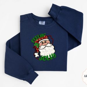 Feelin Jolly Santa Sweatshirt, Holiday Sweatshirt, Christmas Sweatshirt, Festive Sweatshirt, Cute Santa Sweatshirt, Seasonal Sweatshirt