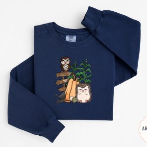 Fall Animals Sweatshirt, Cute Owl, Hedgehog, Pumpkin, Crow, Autumn Sweatshirt, Thanksgiving Sweatshirt, Harvest Season Sweatshirt