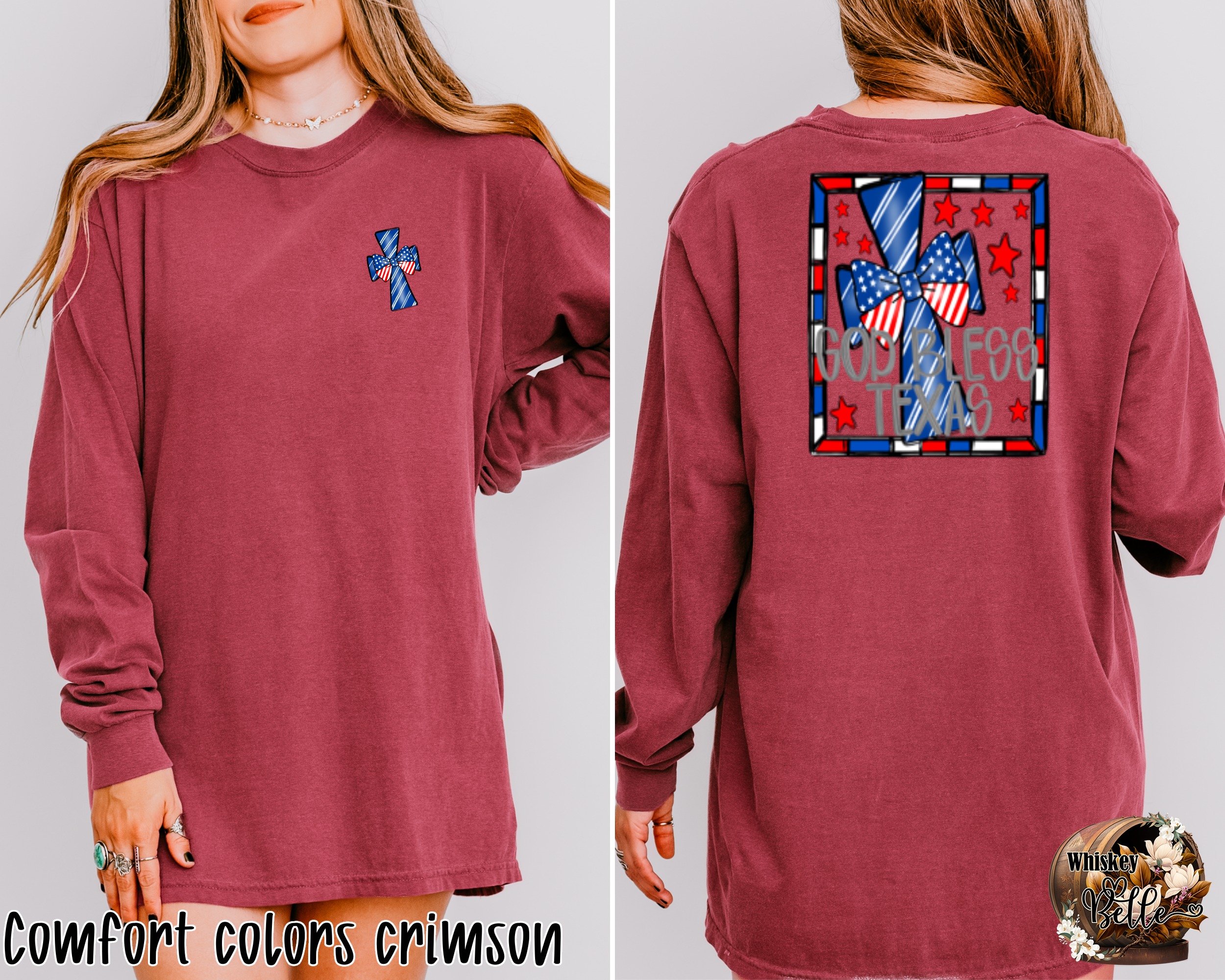 God Bless Texas Long Sleeve T-Shirt, Patriotic American Flag, Texas Pride, USA Theme, Texas Gift Idea, Unisex Long Sleeve T-Shirt - Image 3